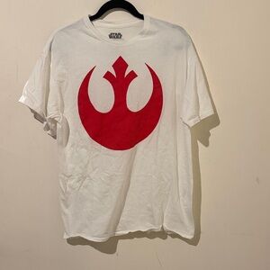 Star Wars White T‑Shirt with Red Rebel Alliance Emblem Size Large